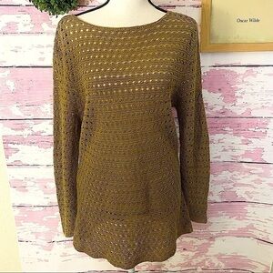 IDENTITY LORD & TAYLOR Olive Green Linen Shirt M